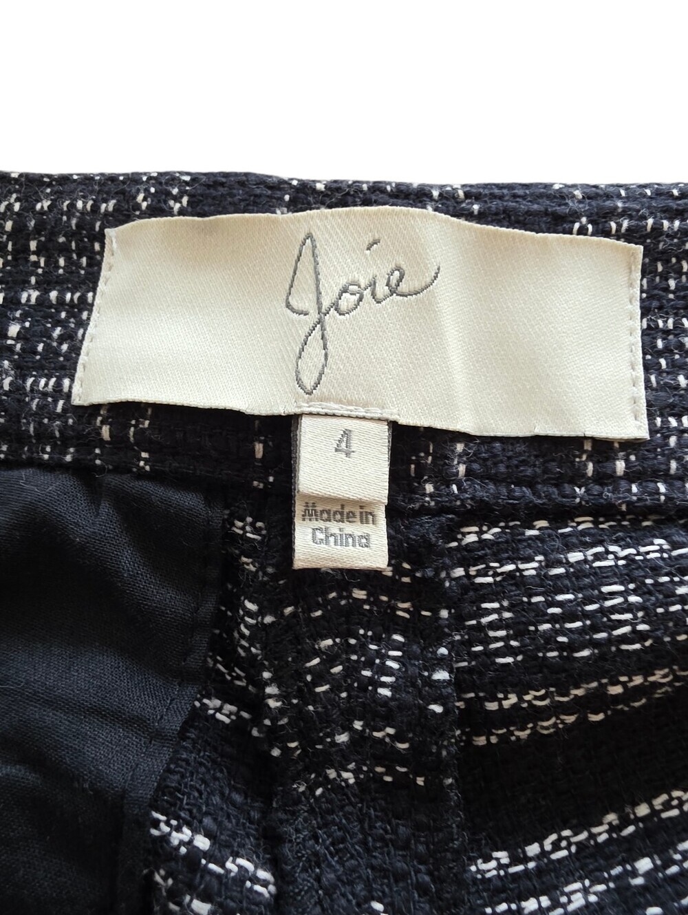 Joie Black And White Caviar Cotton Linen Tweed Shorts Size 4 - Picture 2 of 11